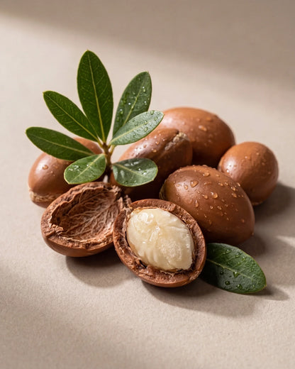 Delune Virgin Argan Kernel Oil botanical still life